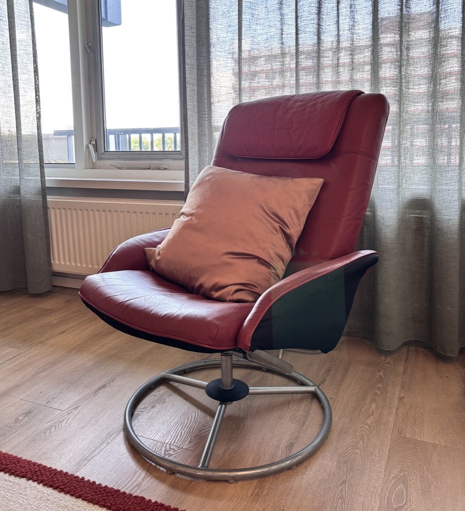 skai leder fauteuil, Huis en Inrichting, Fauteuils, Ophalen, 75 tot 100 cm, Zo goed als nieuw, Modern