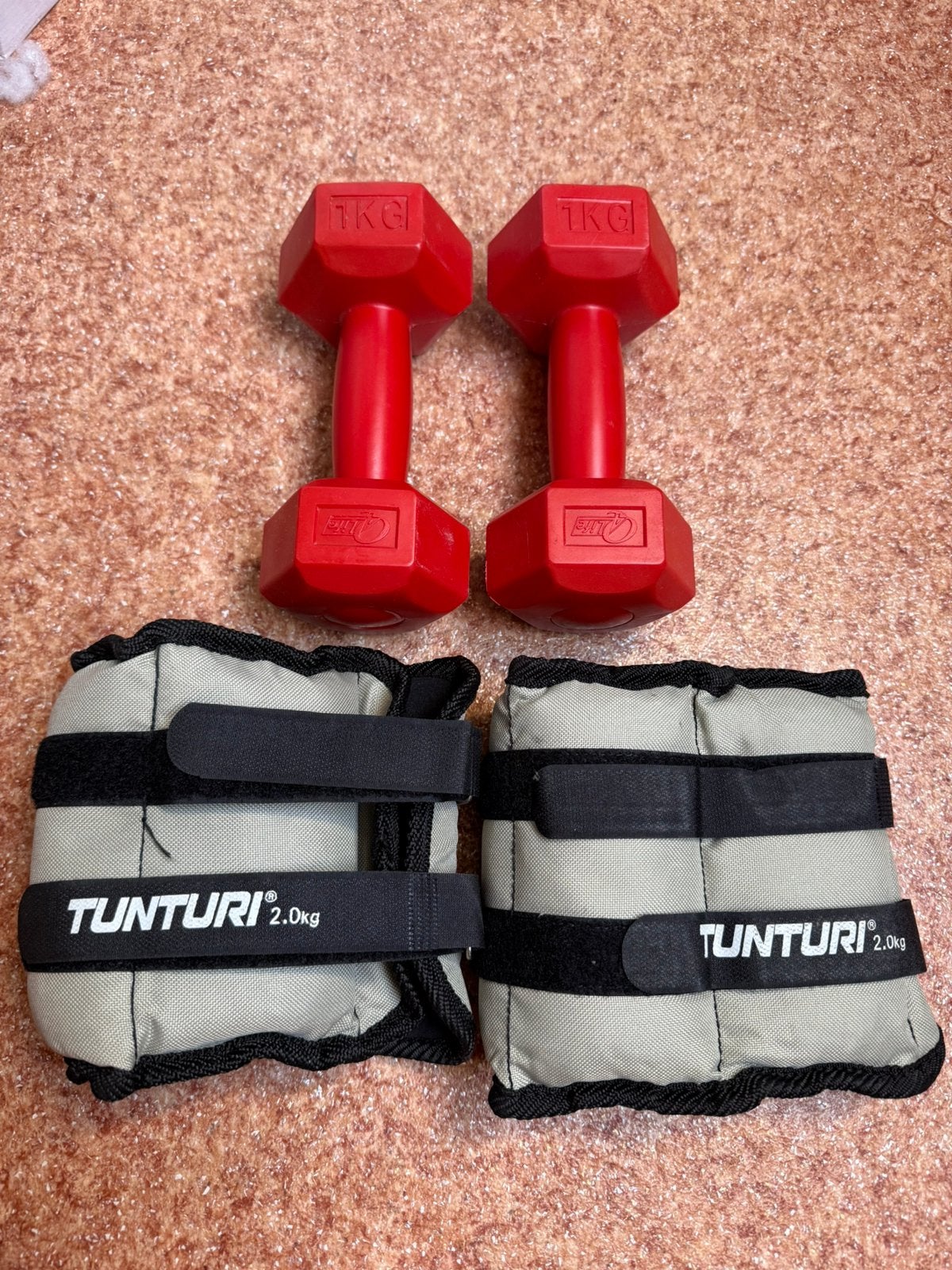 2 dumbells + 2 enkel gewichten, Ophalen, Zo goed als nieuw, Dumbbell
