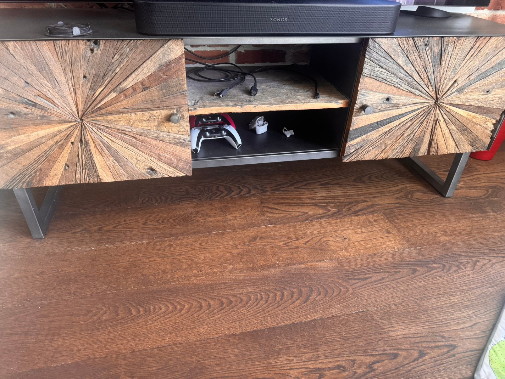 TV Meubel industiele look, Ophalen, Gebruikt, 100 tot 150 cm, Minder dan 100 cm