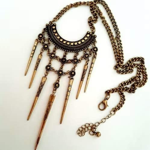 Vintage Boho Ketting met Lange Hanger, Overige materialen, Verstelbaar, Overige kleuren, Ophalen of Verzenden