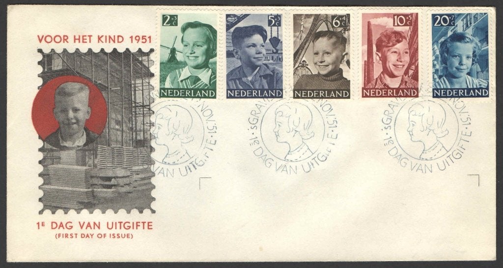 Nederland FDC E6 Zonder Adres Kinderpostzegels 1951, Ophalen of Verzenden, Onbeschreven, Nederland
