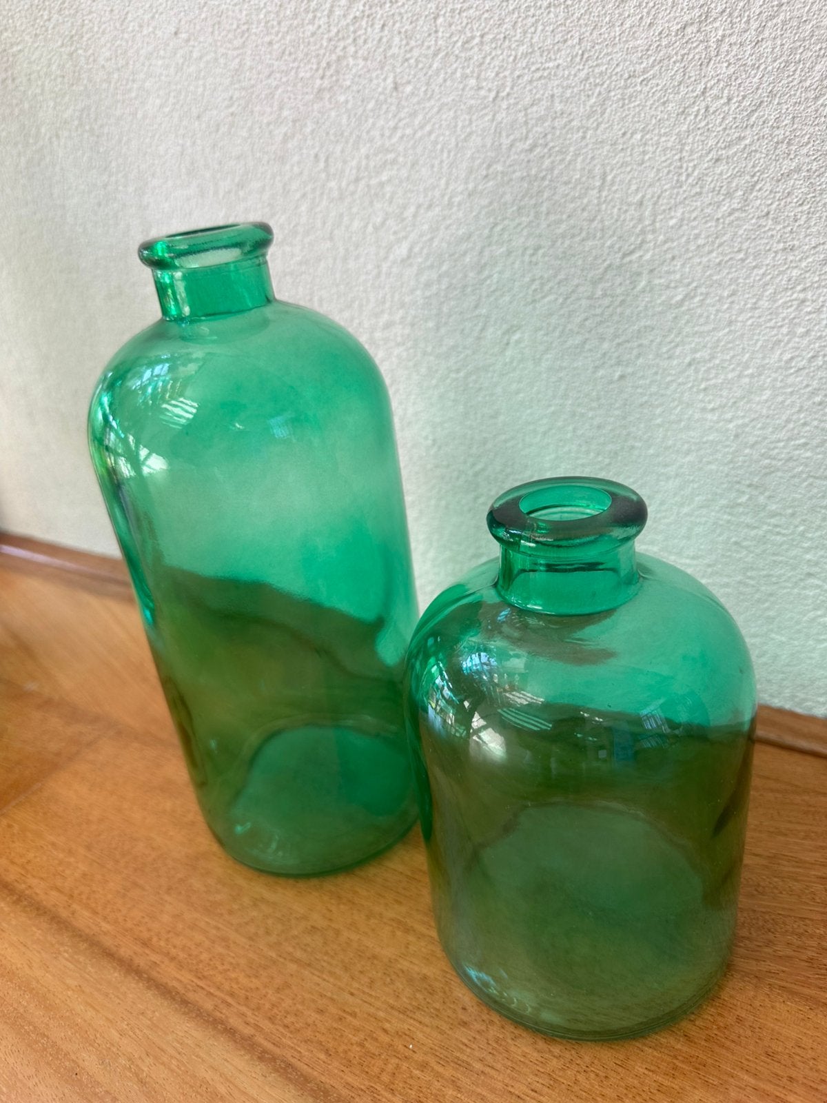 2 bloemenvazen/ apothersfles /siervaas - Mintgroen/Turquoise, Ophalen of Verzenden, Geschikt voor droogbloemen, Groen, Glas