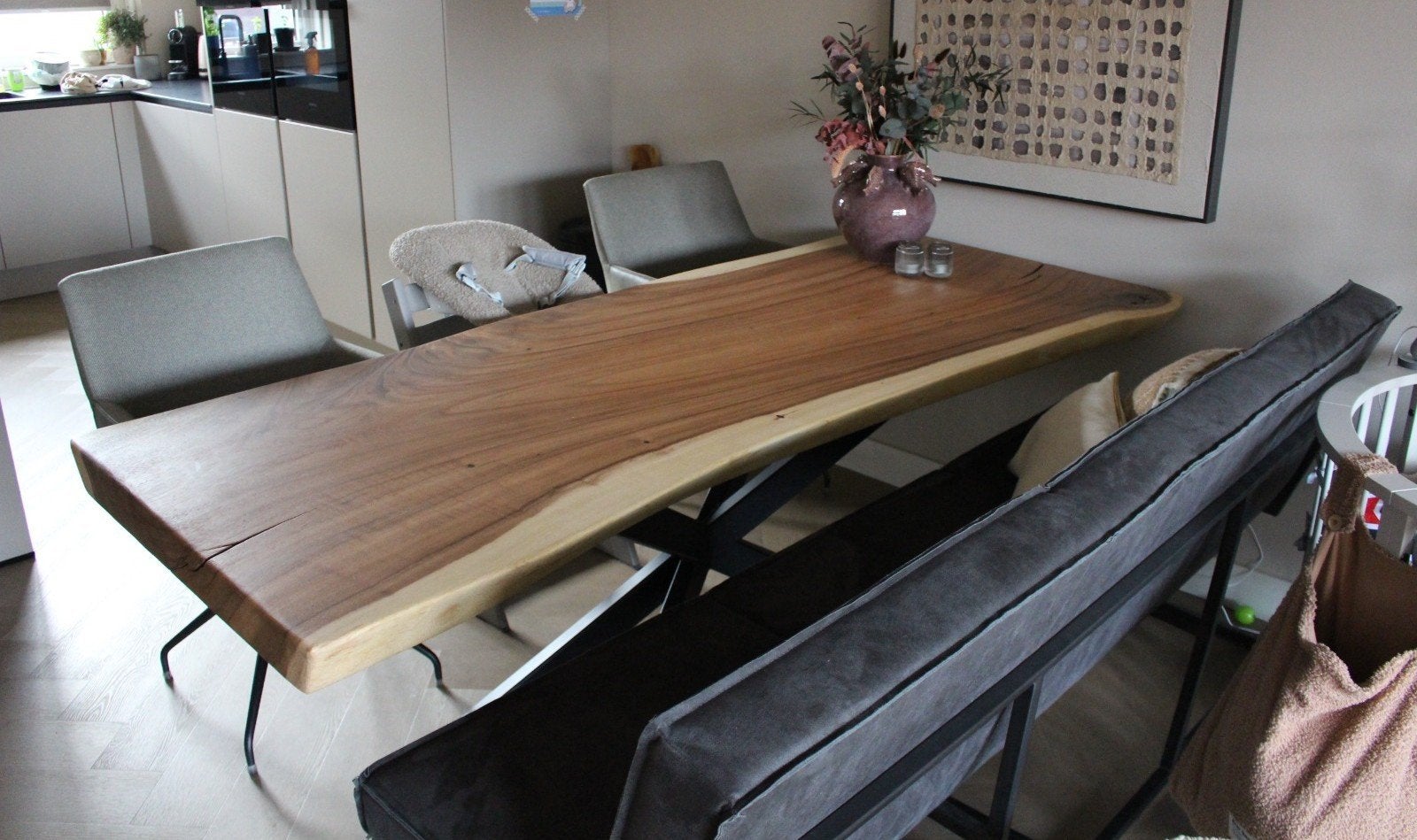 Boomstamtafel Table Du Sud 220x90, Huis en Inrichting, Tafels | Eettafels, 200 cm of meer, 50 tot 100 cm, Zo goed als nieuw, Vijf personen of meer