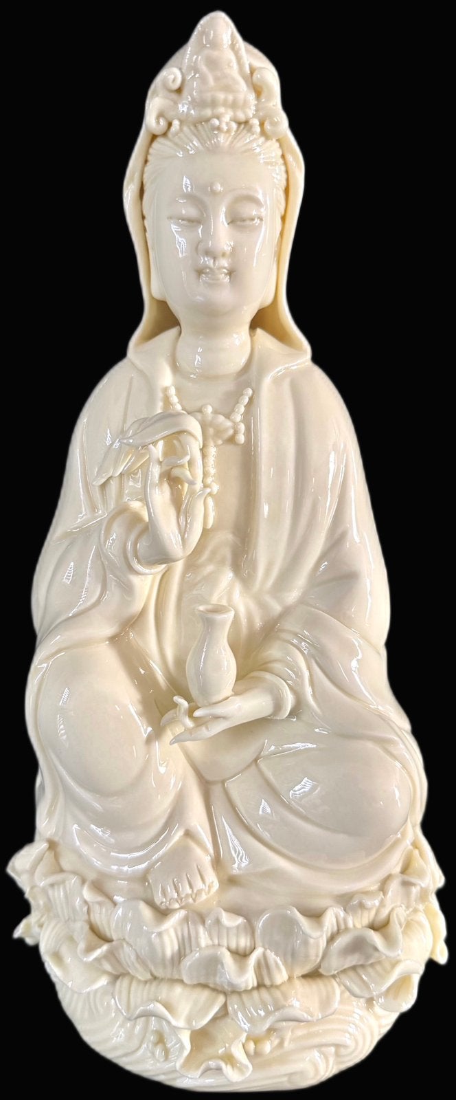 Dehua Porselein Kwan Yin Boeddha Beeld Blanc De Chine, Verzenden, Gesigneerd, Nieuw, Beige