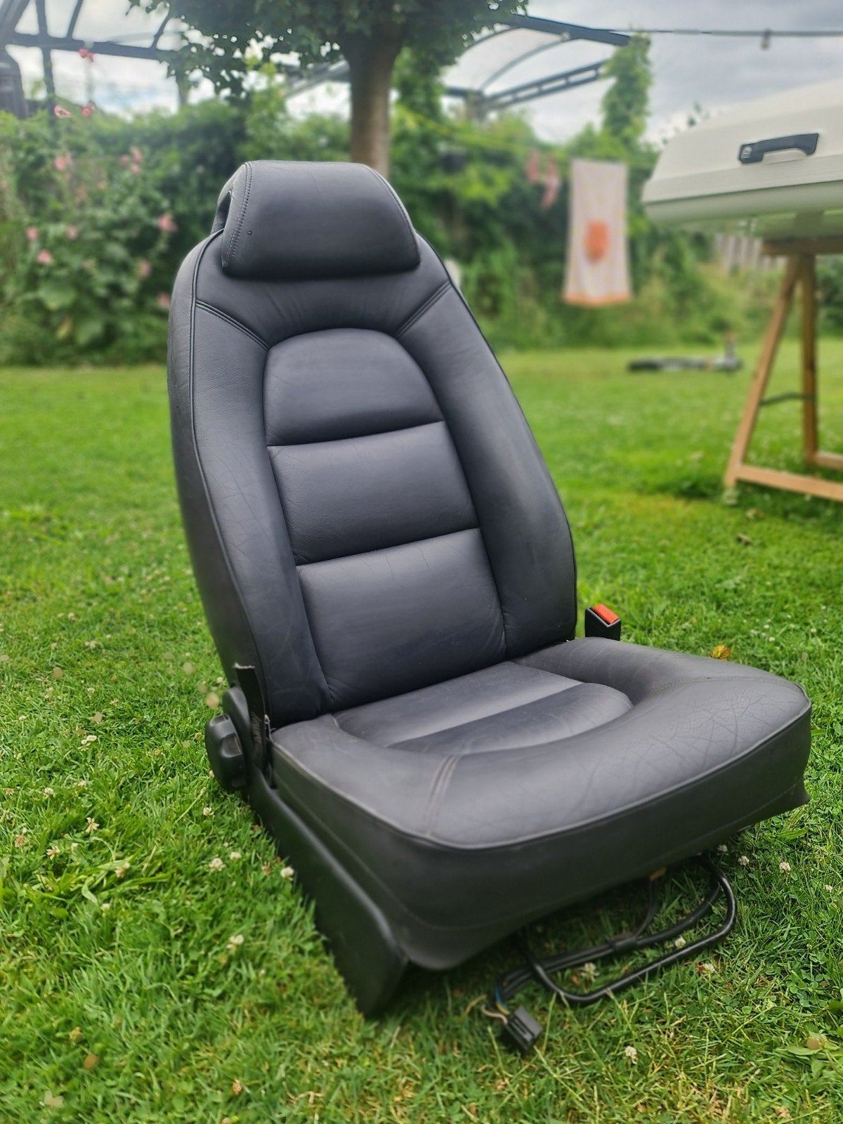 Saab 900 Voorstoel Zwart/Grijs Leer, Auto-onderdelen, Interieur en Bekleding, Ophalen, Gebruikt, Saab