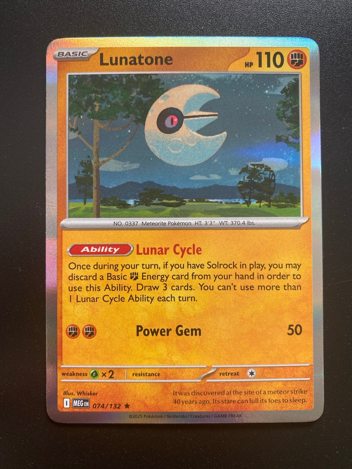 Lunatone 074/132 Rare Holo Pokémon Mega Evolution, Ophalen of Verzenden, Nieuw, Losse kaart, Foil