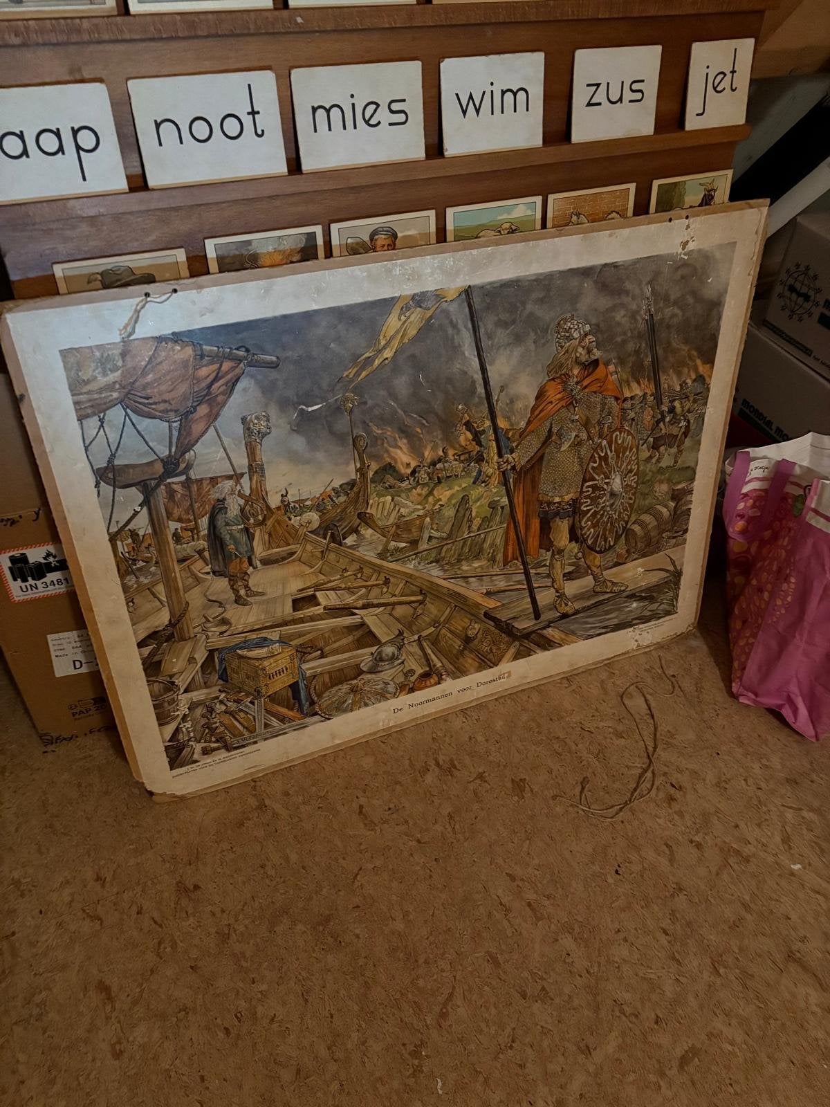Vintage Schoolplaat: De Noormannen voor Dorestad, Ophalen of Verzenden, Geschiedenis