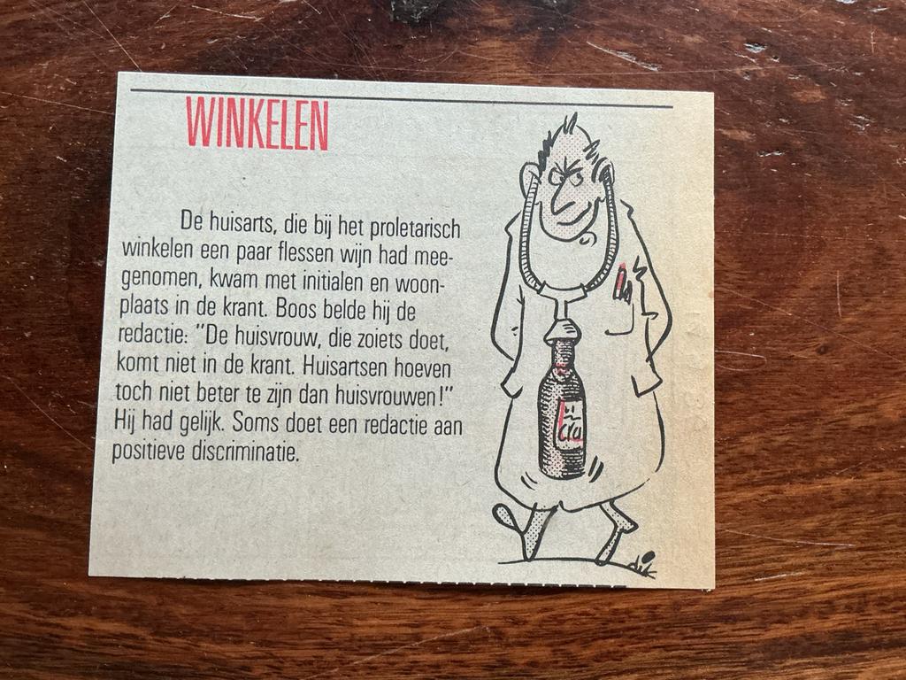 Karikatuur Dik Bruynesteyn Winkelen 1986 krantenartikel, Ophalen of Verzenden, Knipsel(s)