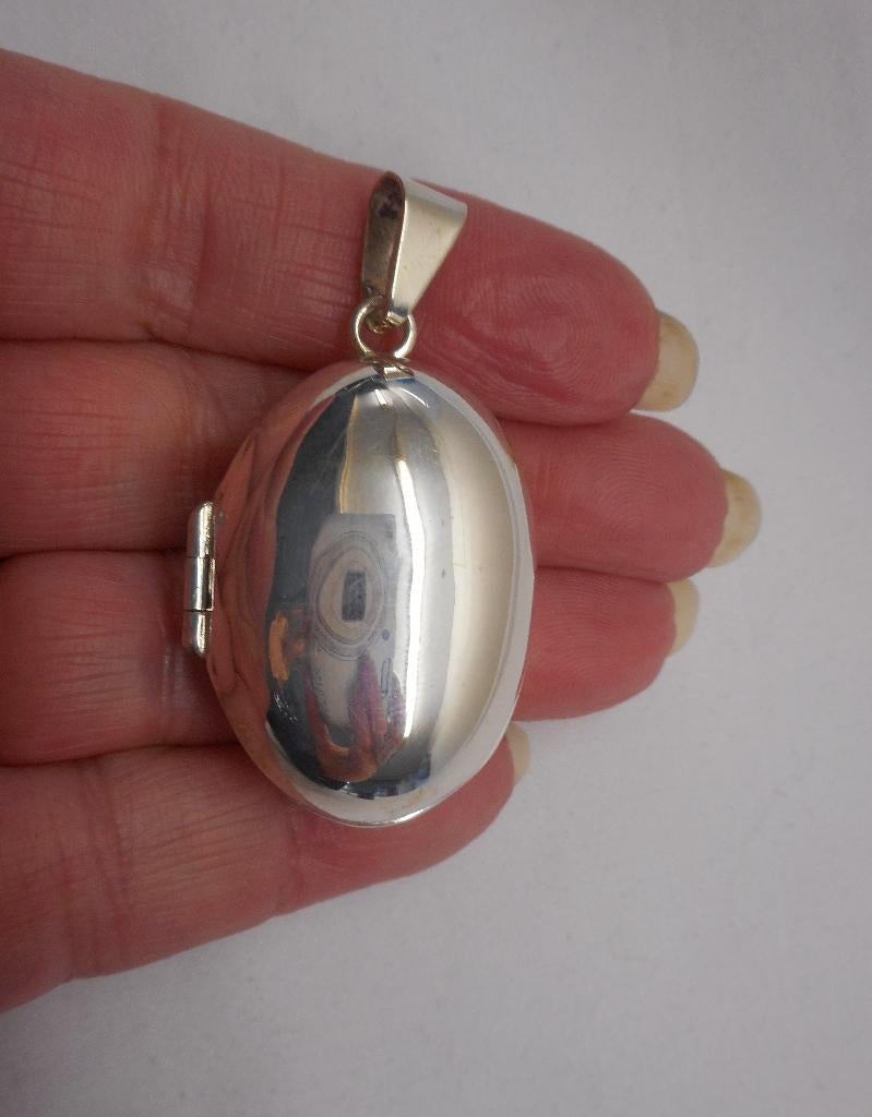 Zilveren grote medallion hanger nr.1415, Verzenden, Zo goed als nieuw, Zilver, Zilver