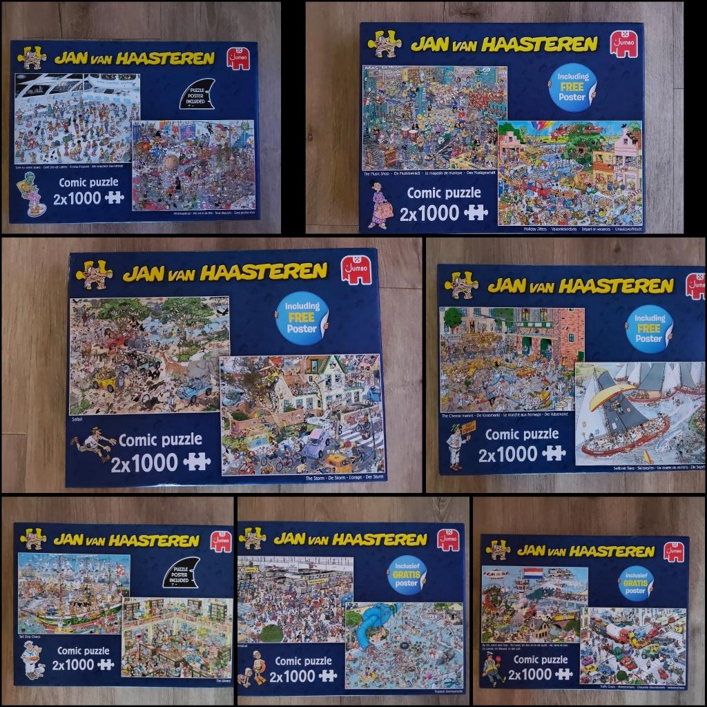 Puzzels Jan van Haasteren 2x1000, Ophalen, 500 t/m 1500 stukjes, Zo goed als nieuw, Legpuzzel