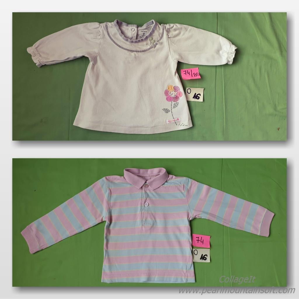 2 st shirts maat 74/80, Meisje, Ophalen of Verzenden, Zo goed als nieuw, Carter's