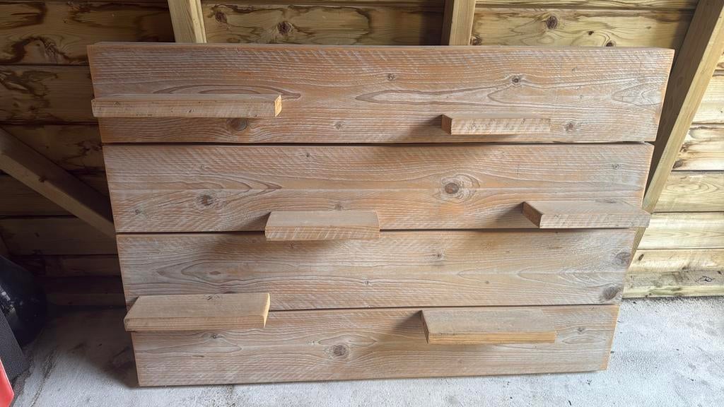 wandbord van steigerhout met plankjes (100x60cm), Ophalen, Zo goed als nieuw