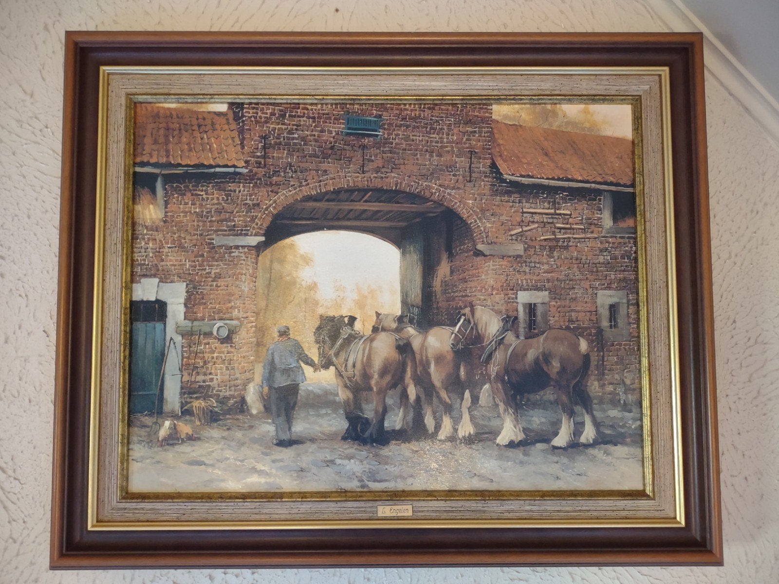 Schilderij Boer met paarden - Leon Engelen, Ophalen