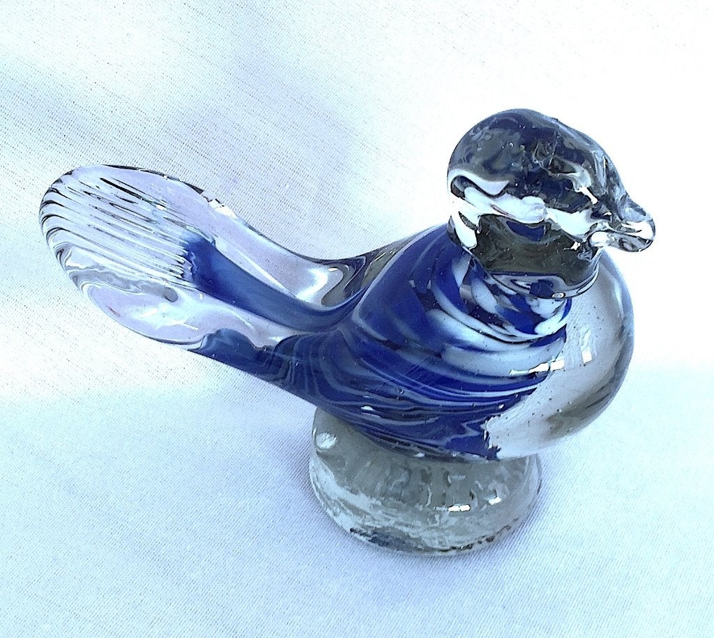 Prachtige vintage glazen vogel (blauw/wit) Handgeblazen, Ophalen
