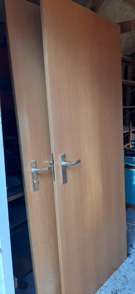 Eiken fineer opdek binnendeuren, Doe-het-zelf en Verbouw, Ophalen, Gebruikt, 80 tot 100 cm, Binnendeur