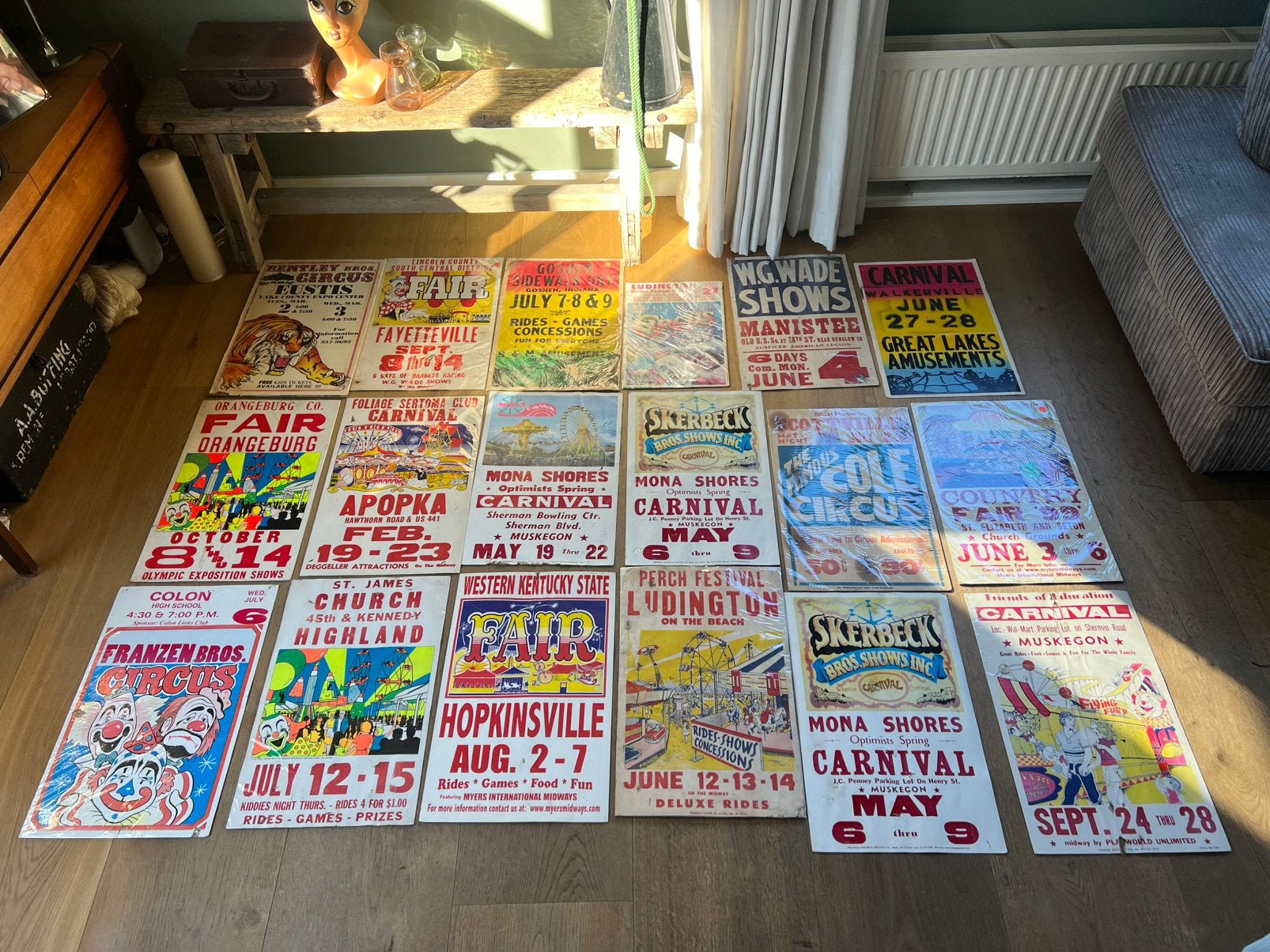 18 x VINTAGE AFFICHES CIRCUS, FAIRS CARNIVAL USA, Verzamelen, Ophalen of Verzenden