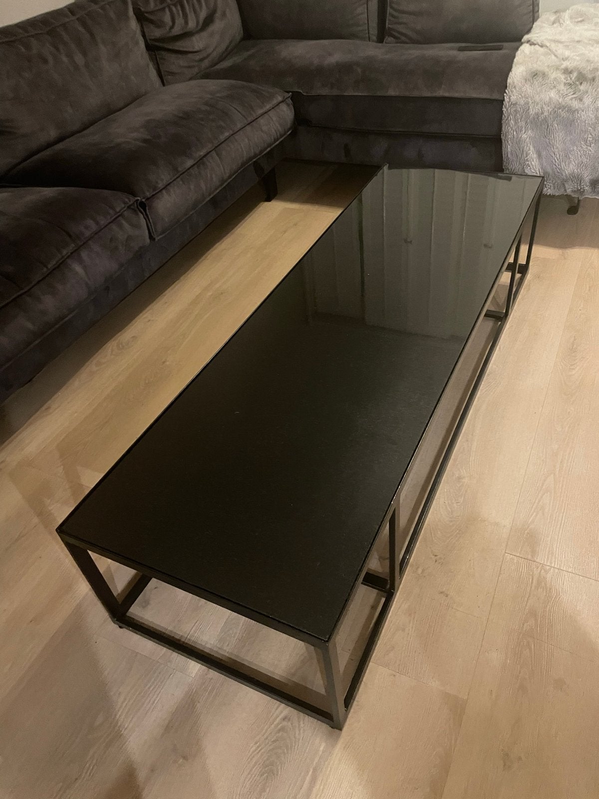 Salontafel met granieten blad en metalen onderstel, Huis en Inrichting, Ophalen, 50 tot 100 cm, Zo goed als nieuw, Metaal