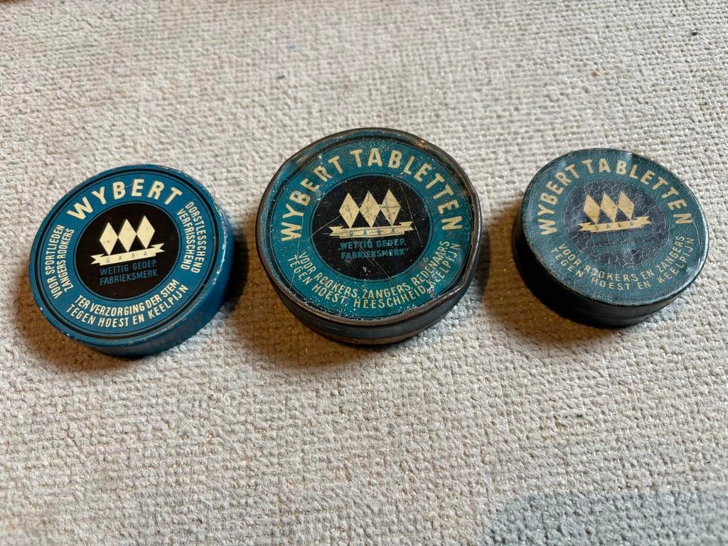 3 vintage blikjes Wybert keeltabletten, Ophalen of Verzenden, Gebruikt, Overige, Overige merken