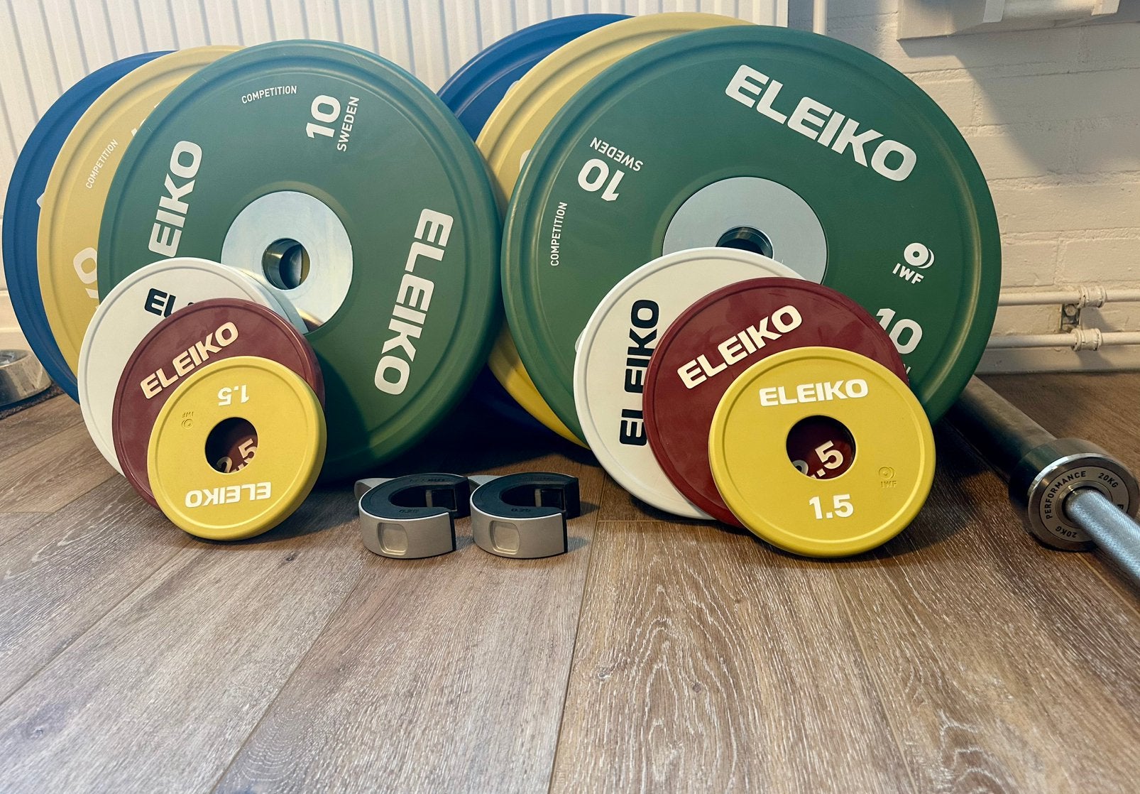 Eleiko Competition Weigthlifting Set 128,5kg Nieuw, Sport en Fitness, Fitnessmaterialen, Nieuw, Halterset, Ophalen