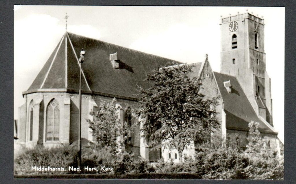 Ansicht - Middelharnis - Ned. Herv. Kerk - ZH., Ophalen of Verzenden, 1940 tot 1960, Ongelopen, Zuid-Holland