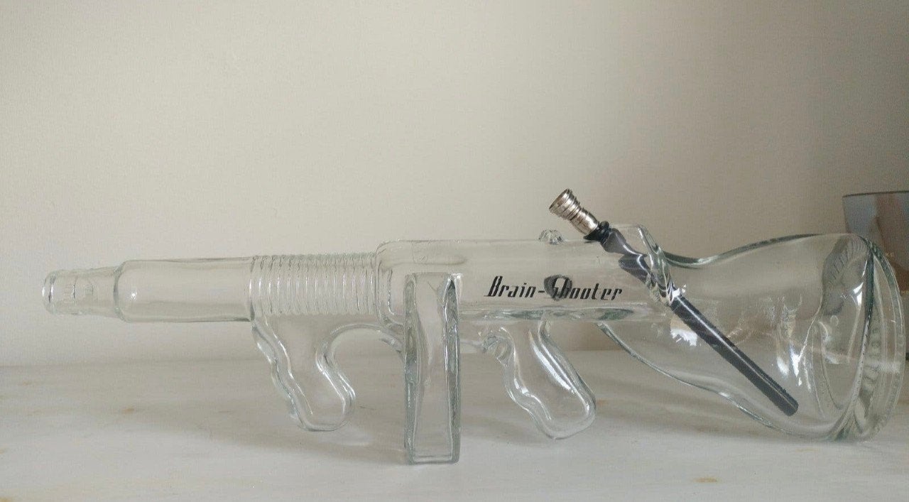 Nieuwe Glazen bong van ruim 40 cm  in vorm van machinegeweer, Ophalen of Verzenden, Nieuw, Overige typen