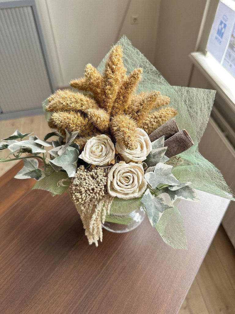 Bloemstuk in vaas, Binnen, Ophalen of Verzenden, Geel, Overige merken