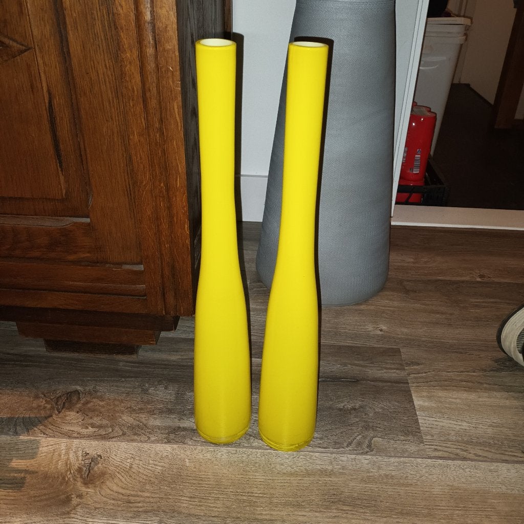 2 gele vazen, 44 cm, Geel, Ophalen of Verzenden, Glas