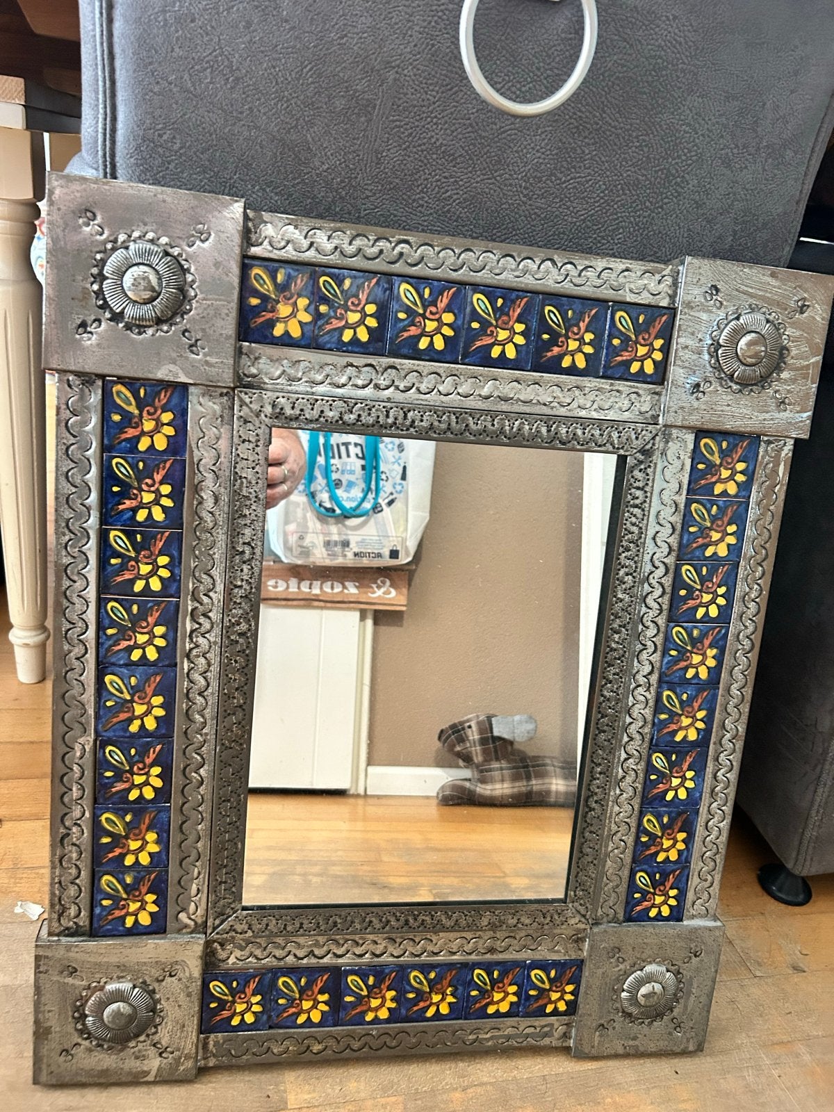 Grote Mexicaanse spiegel 65x55 cm met tegeltjes, Ophalen, Div, Zo goed als nieuw, Div