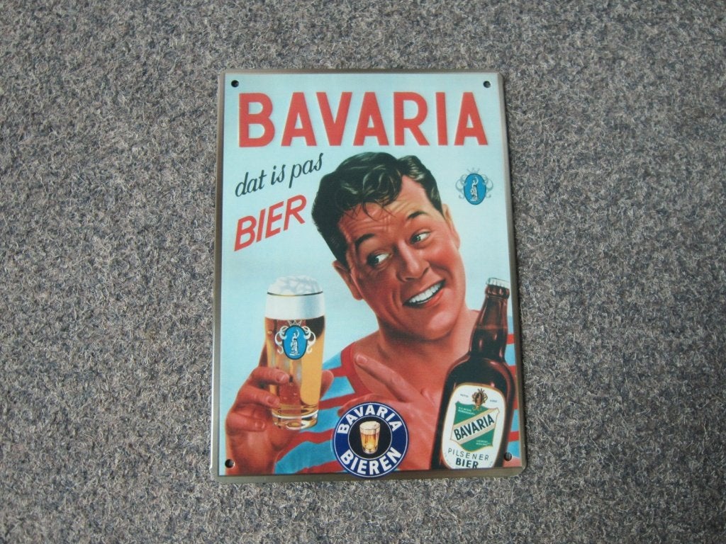 BAVARIA BLIKKEN RECLAMEBORDEN, Verzamelen, Ophalen, Zo goed als nieuw, Reclamebord, Plaat of Schild, Bavaria