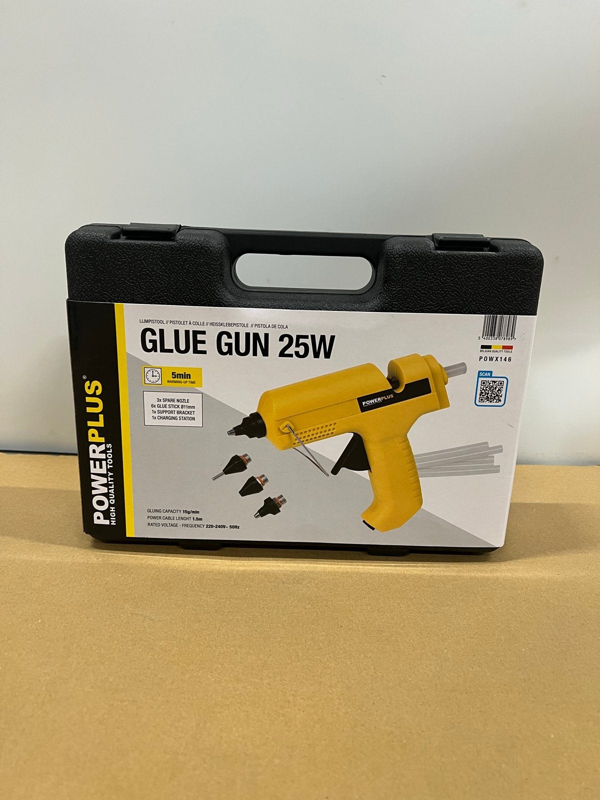 Powerplus Hetelijmpistool POWX146 - 25W met accessoires, Doe-het-zelf en Verbouw, Gereedschap | Handgereedschap, Ophalen of Verzenden