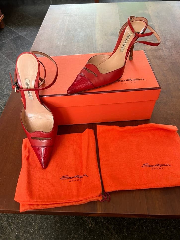 Santoni Donna 36,5/. 37, Ophalen of Verzenden, Gedragen, Rood, Pumps