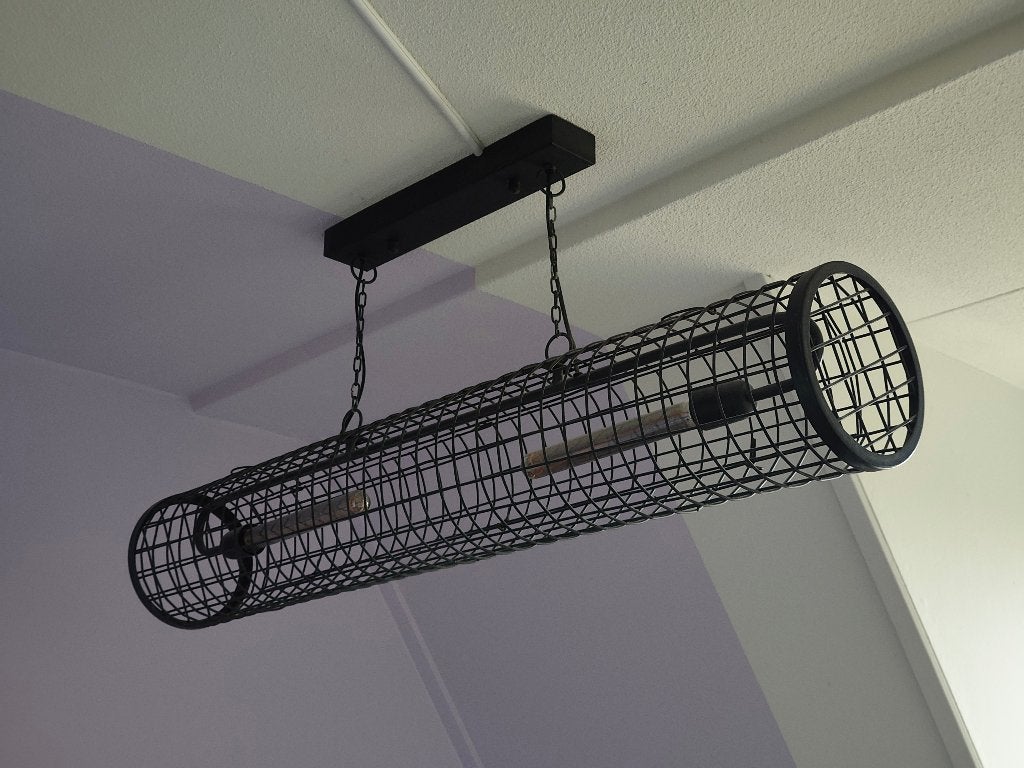Stoere industriële kooilamp, Zo goed als nieuw, Metaal, Industrieel, E27 (groot)