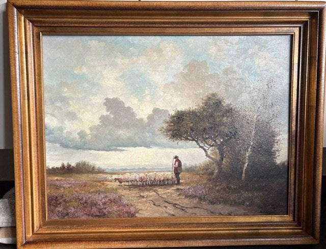 Schilderij F.L. Corsius, Antiek en Kunst, Ophalen, Doek, Gedateerd, Landschap