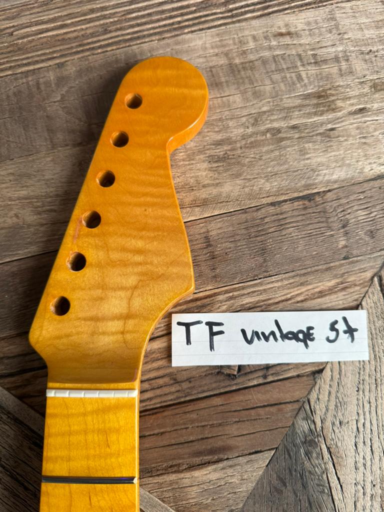 Stratocaster hals” Tiger Flame Maple 21 fr”TF Vintage ST, Muziek en Instrumenten, Instrumenten | Onderdelen, Verzenden, Geen, Geen