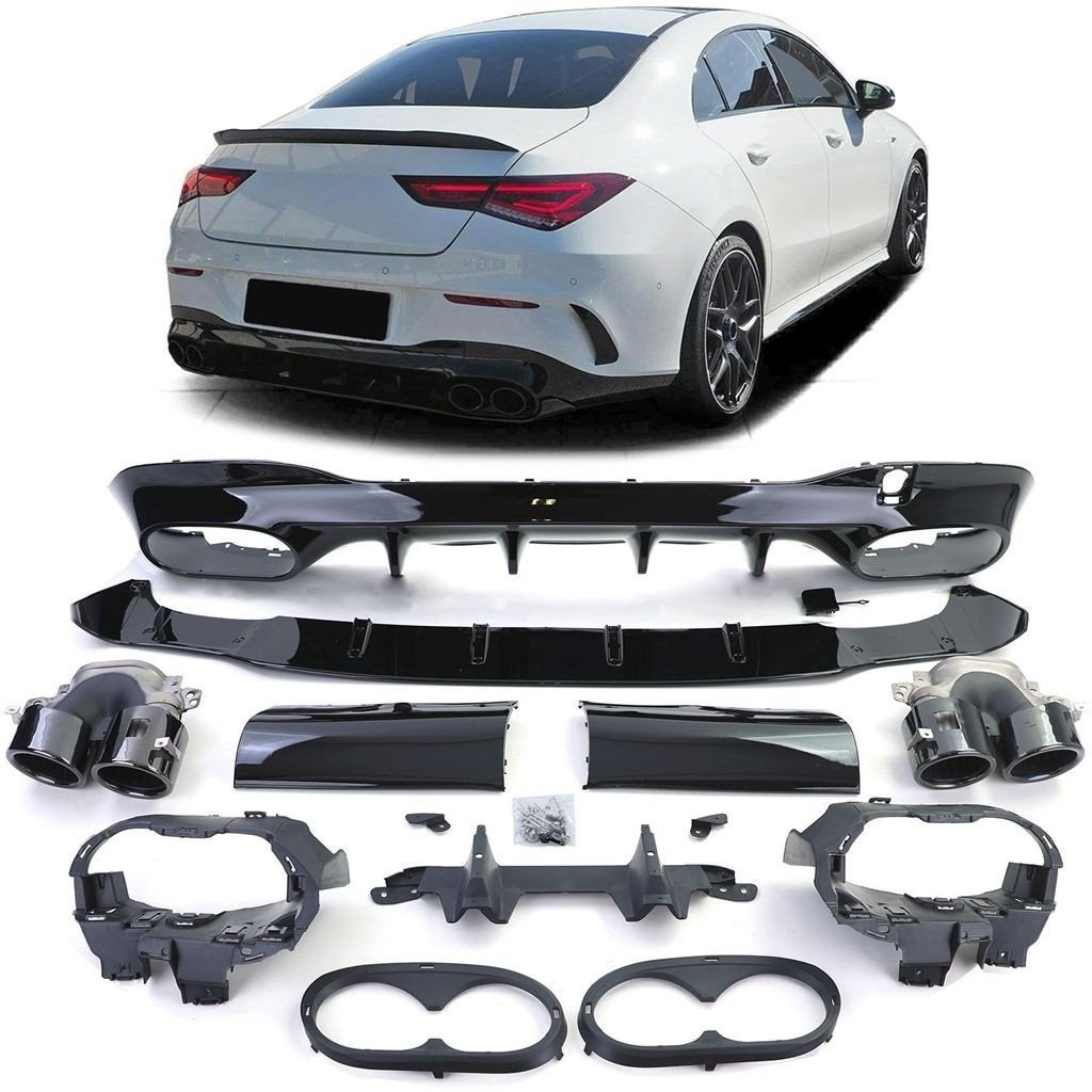 Diffuser Zwart Uitlaat Mercedes CLA C118 AMG Pakket Glans Zw, Verzenden, Automotive Parts, A.parts@hotmail.nl, Trasmolenlaan 12 3447 GZ Woerden
