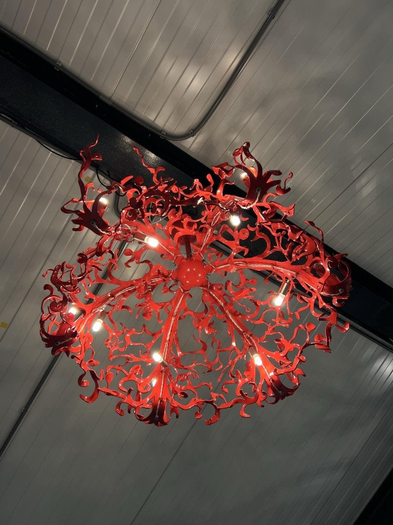 Brand van Egmond Flower Power Kroonluchter rood design Lamp, Huis en Inrichting, Overige materialen, Nieuw, Ophalen of Verzenden
