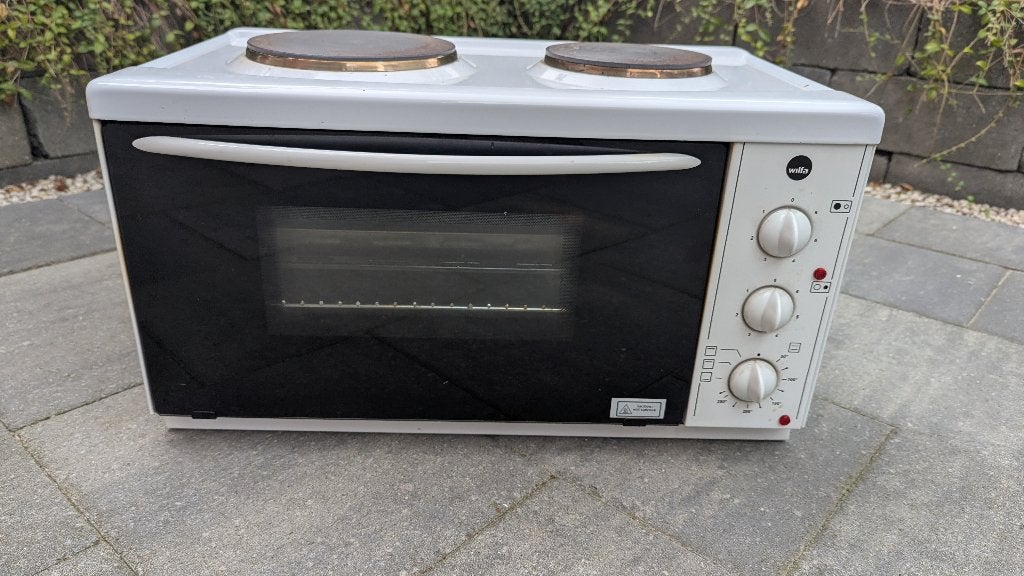 Kleine elektrische oven met kookplaten tafelmodel vrijstaand, Ophalen, Gebruikt, Minder dan 85 cm, 3 kookzones of minder