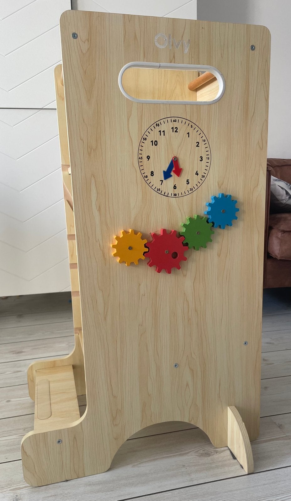 Olvy 4 in 1 leertoren en veilig zitje/krukje, Ophalen, Gebruikt, Meegroeistoel, Aanschuifbaar