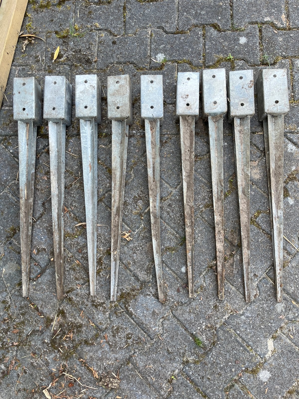 Paalpunten voor palen - 9 stuks en 1 paal, Ophalen, Gebruikt, Minder dan 180 cm, Palen