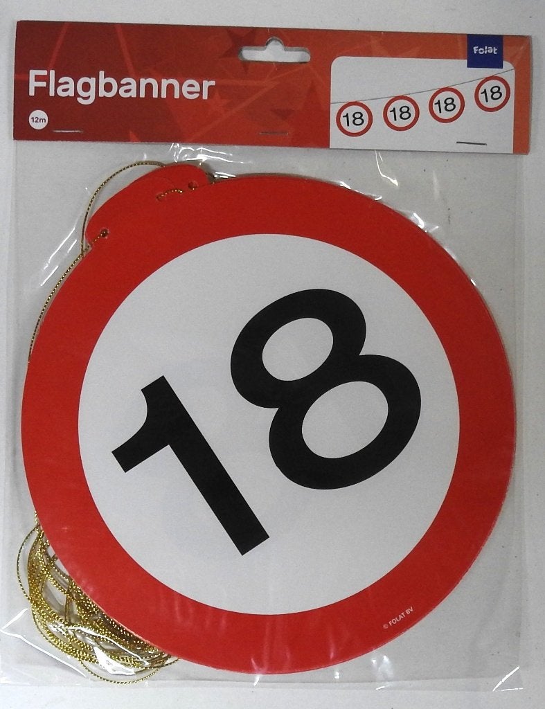 vlaggenlijn 18 jaar, Ophalen of Verzenden, Nieuw, Versiering, Verjaardag