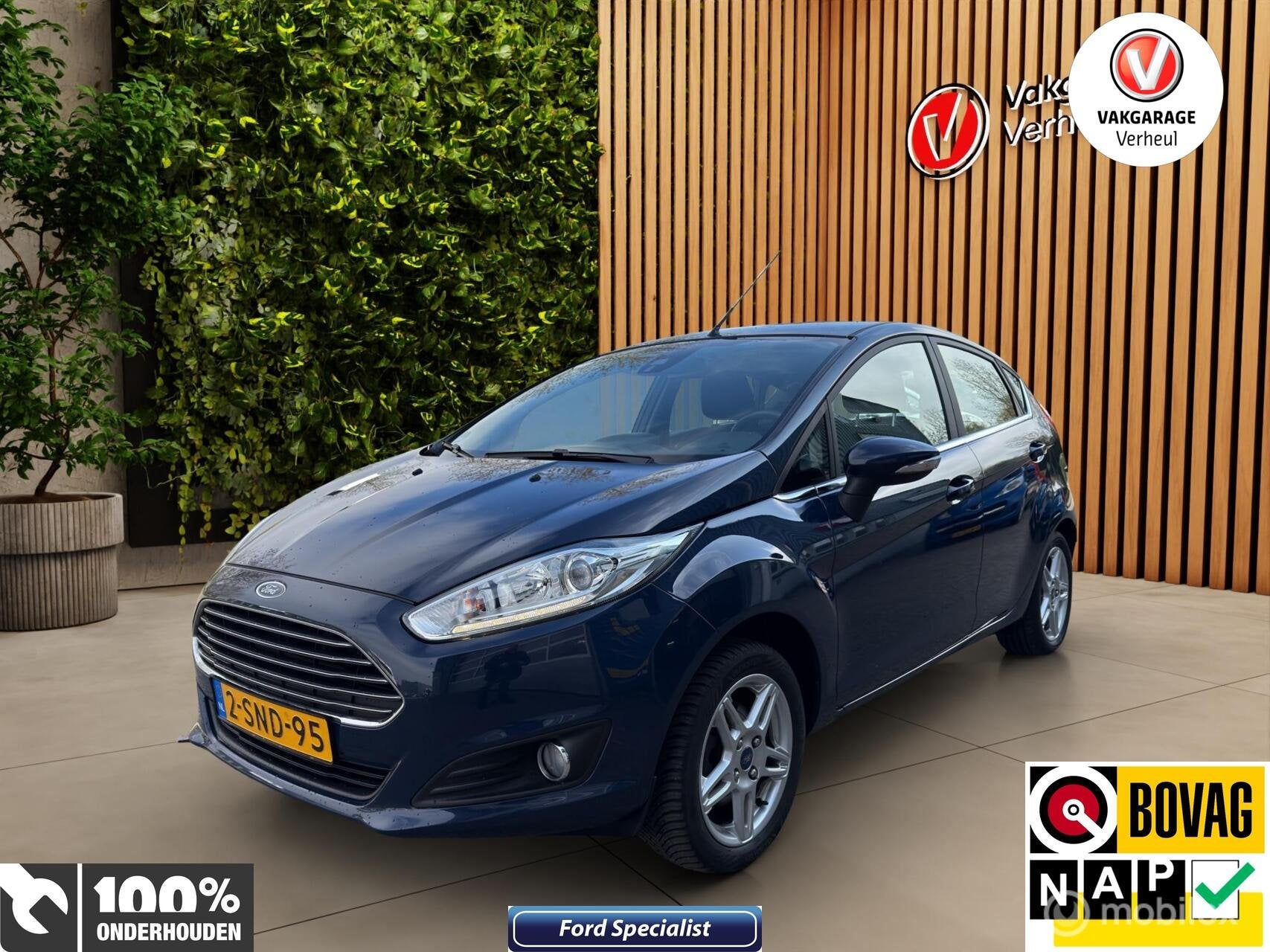 Ford Fiesta 1.0 Titanium 80Pk ✅5Drs ✅Boekjes ✅Nap, Auto's, 525 kg, Met garantie (alle), Blauw, Verwarmde buitenspiegels
