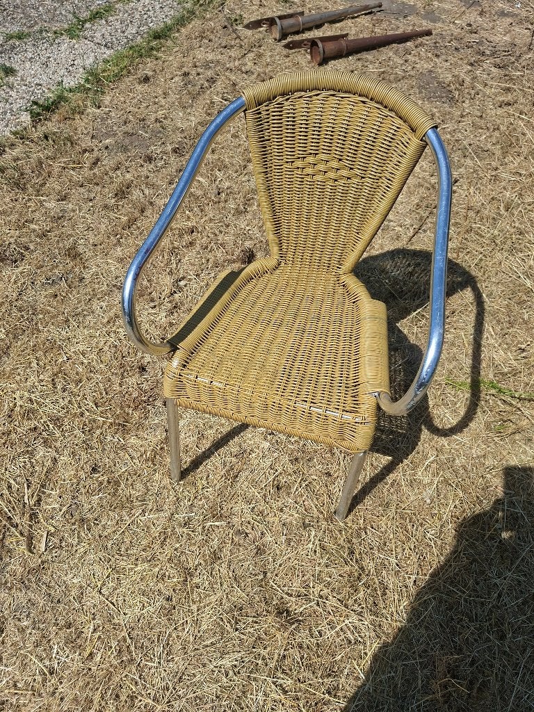 7x Horeca Terrasstoelen – Rotan Look, Tuin en Terras, Tuinstoelen, Gebruikt, Aluminium, Stapelbaar, Ophalen