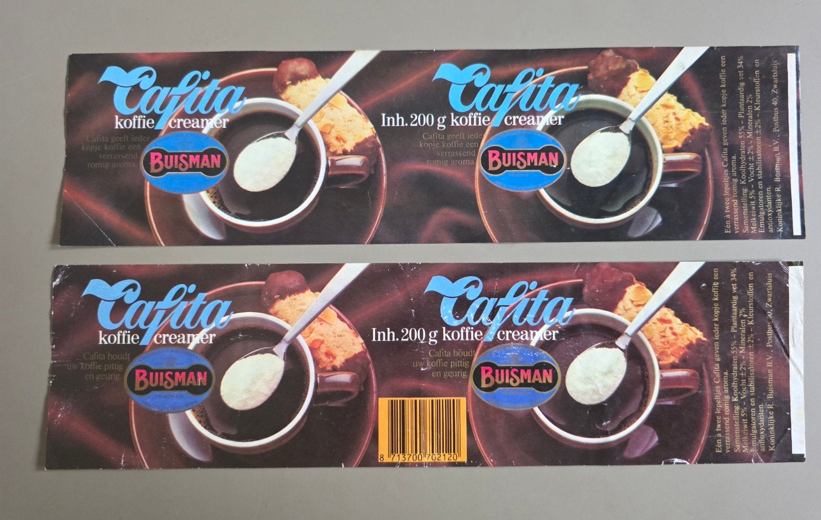 083) 2 ORIGINELE ETIKETTEN BUISMAN ZWARTSLUIS 200 GRAM, Verzenden, Gebruikt, Overige typen