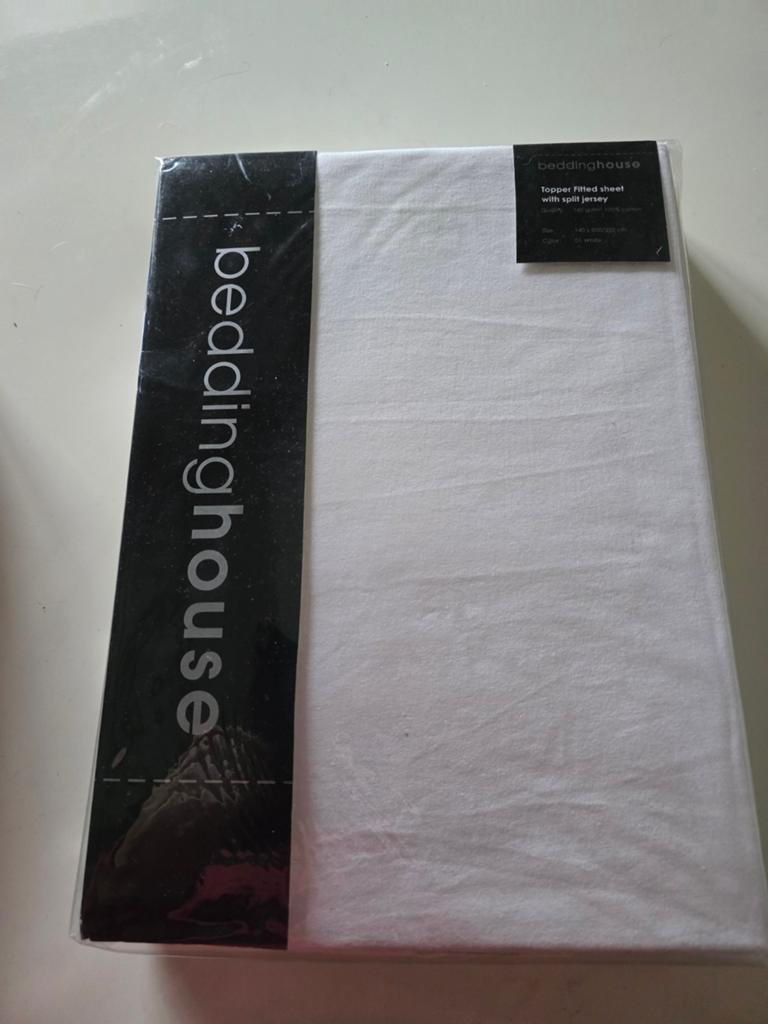 Beddinghouse Topper Hoeslaken met Split Jersey Wit, Ophalen, Wit, Hoeslaken of Sloop, Nieuw