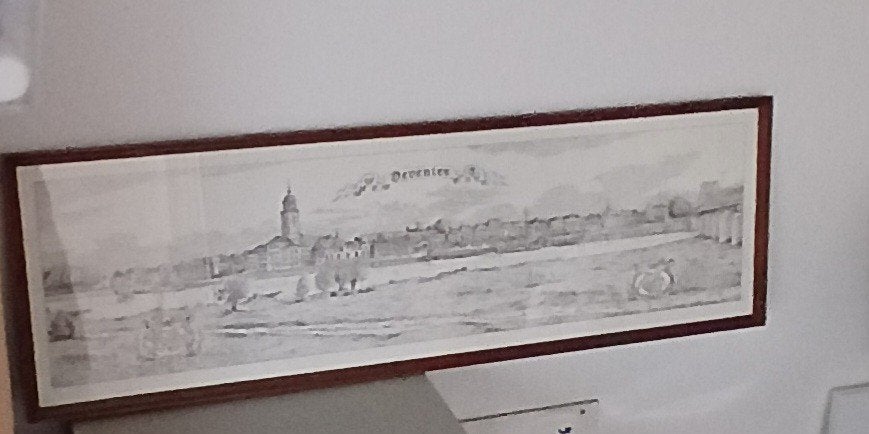 Deventer skyline, Antiek en Kunst, Ingelijst, 30 cm, 90 cm, Ophalen of Verzenden