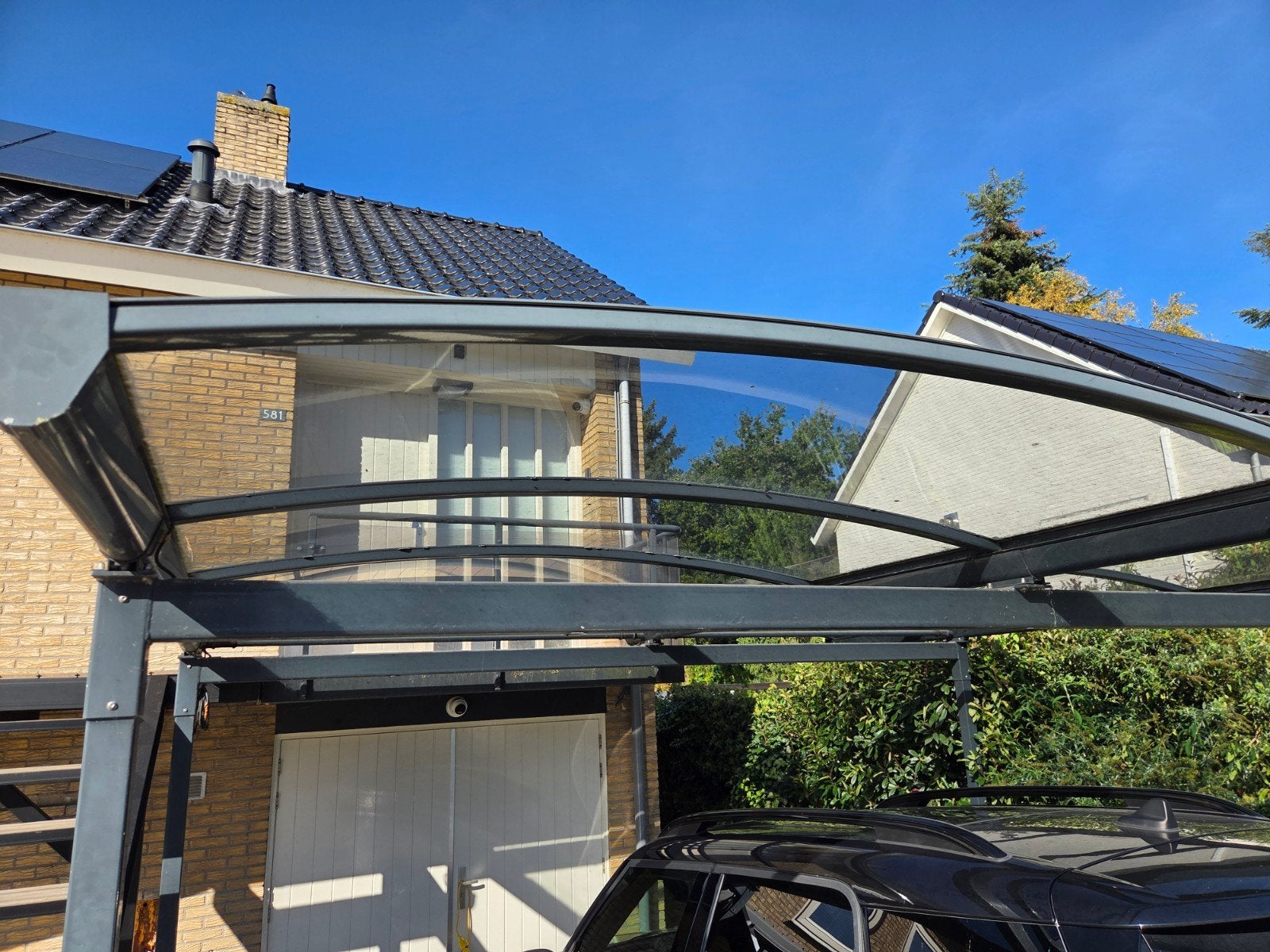 Dubbele boog carport/overkapping aluminium ral 7016, Ophalen, Gebruikt, Carport