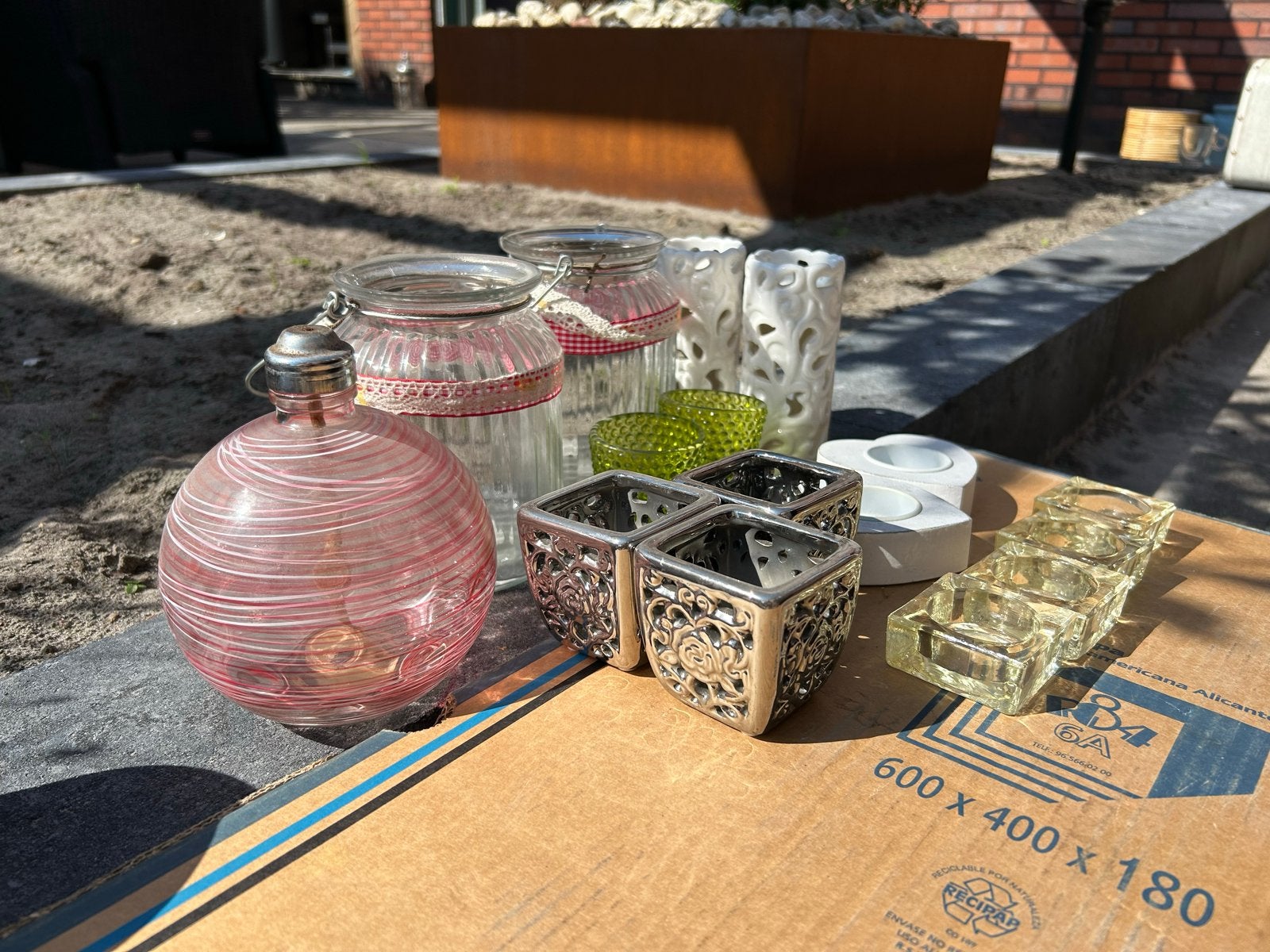 Diverse olielamp en waxinelichthouders, Gebruikt, Lantaarn, Wit, Ophalen of Verzenden