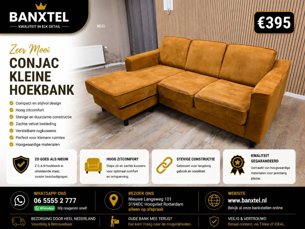 Zeer Mooi Conjac Kleine Hoekbank - TOPSTAAT !!!