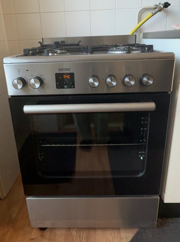 Koenic Gasfornuis met Elektrische Oven - Zo goed als nieuw, Witgoed en Apparatuur, Ophalen, Minder dan 85 cm, 4 kookzones, Zo goed als nieuw