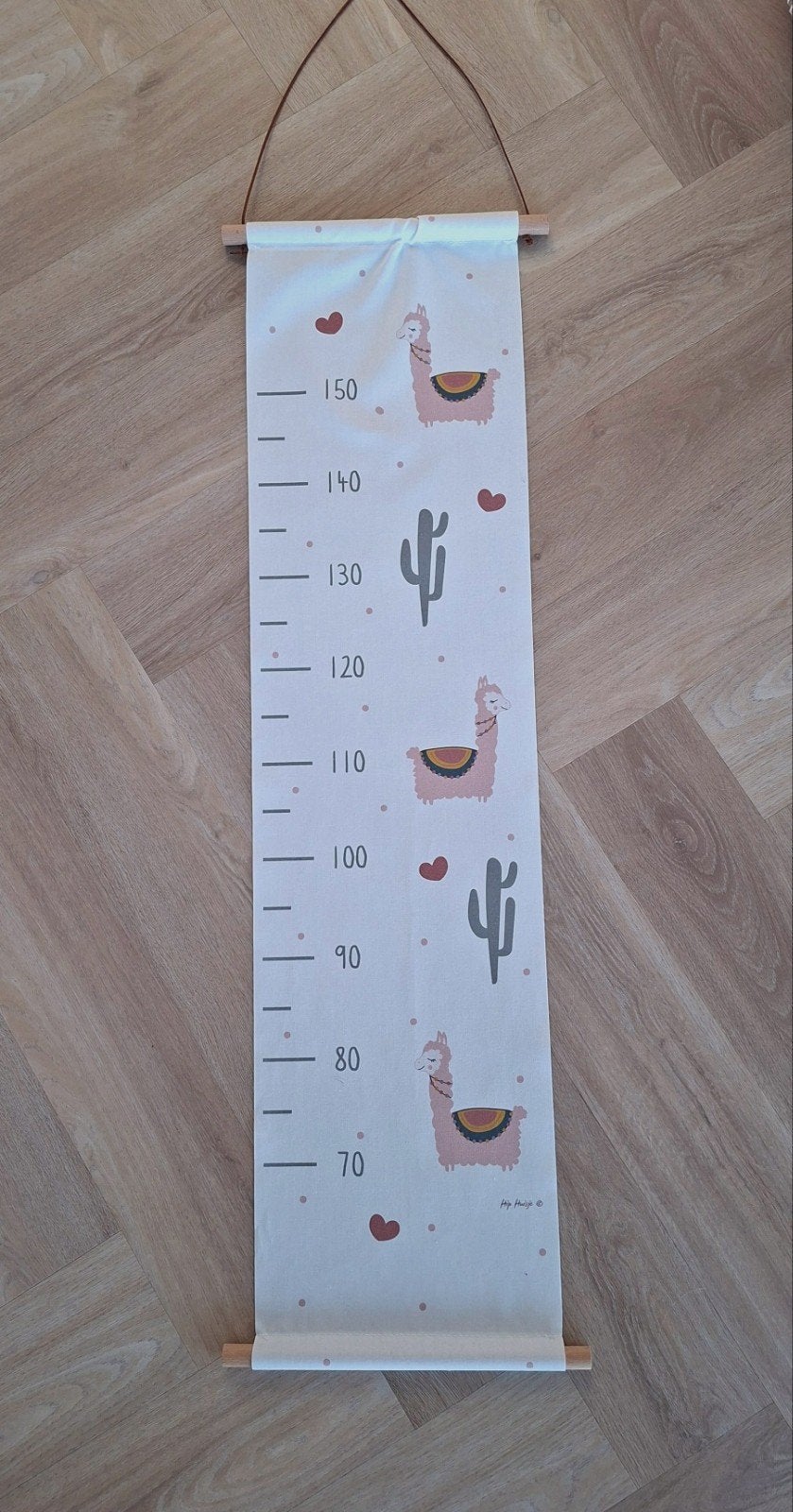 Meetlat van stof voor baby- of kinderkamer met lama's, Ophalen of Verzenden, Zo goed als nieuw, Wanddecoratie, Ophangbaar
